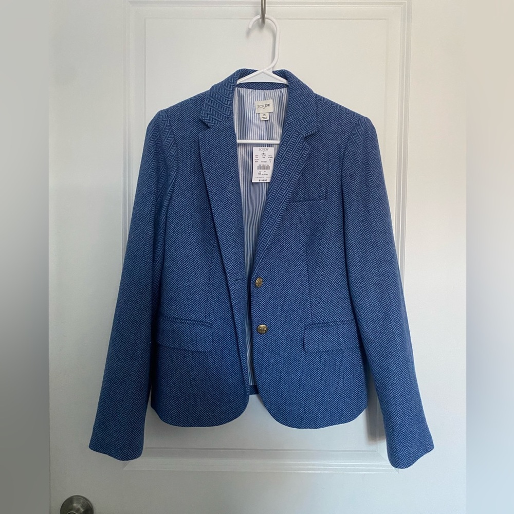 J. Crew Boy Blue Herringbone Wool Jacket/Blazer